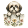 Puppies Peeking Over Fence Fabric Panel 14