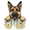 Puppies Peeking Over Fence Fabric Panel 2