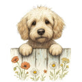 Puppies Peeking Over Fence Fabric Panel 9