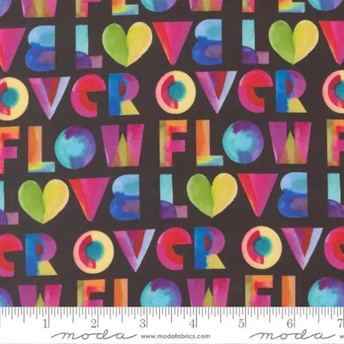 Radiant Midnight Over Flow Text Cotton 44"/45" Fabric Per Yard