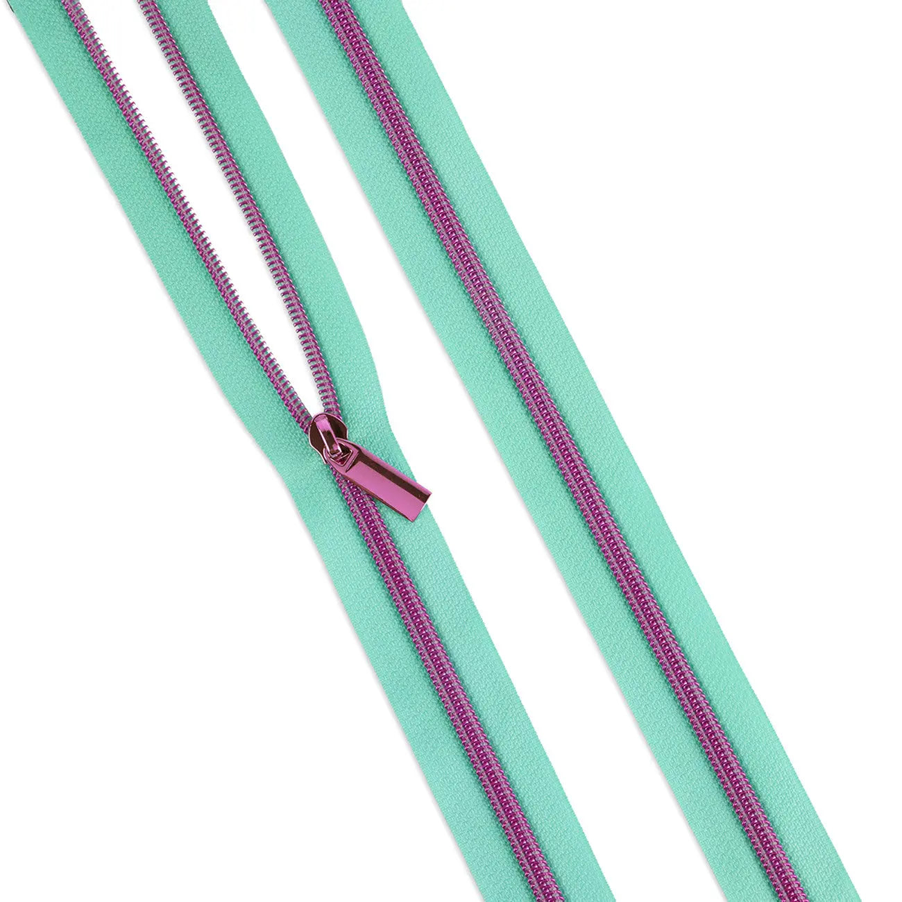 Raindrop #5 Nylon Tula Pink Coil Zipper 3yds and 9 Pulls