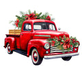 Red Christmas Truck Fabric Panel 1