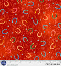 Red Free Rein Tossed Horseshoes 44"/45" Cotton Fabric Per Yard