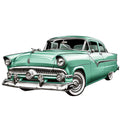 Retro Cars Fabric Panel 1