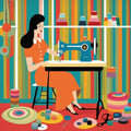 Retro Sewing Fabric Panel 6