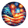 Round Stained Glass Patriotic Fabric Panel 1