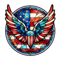 Round Stained Glass Patriotic Fabric Panel 11