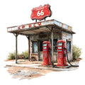 Route 66 Scene Fabric Panel 25