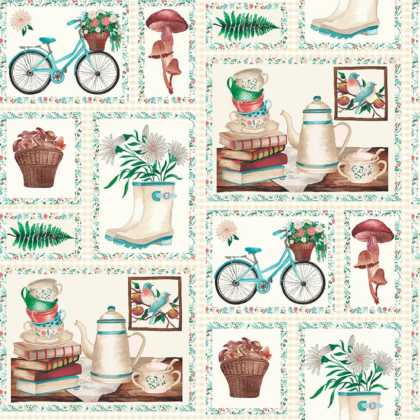 Rural Fantasy - Patch Design - Ivory 44" / 45" Fabric Per Yard