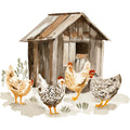 Rustic Barnyard Birds Fabric Panel 45
