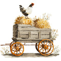 Rustic Barnyard Birds Fabric Panel 67