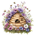 Rustic Beehive with Flowers Fabric Panel 13