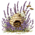 Rustic Beehive with Flowers Fabric Panel 18