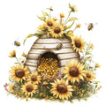 Rustic Beehive with Flowers Fabric Panel 28