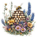 Rustic Beehive with Flowers Fabric Panel 34