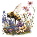 Rustic Beehive with Flowers Fabric Panel 36