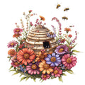 Rustic Beehive with Flowers Fabric Panel 9