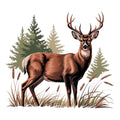 Rustic Deer in the Forest Fabric Panel 1