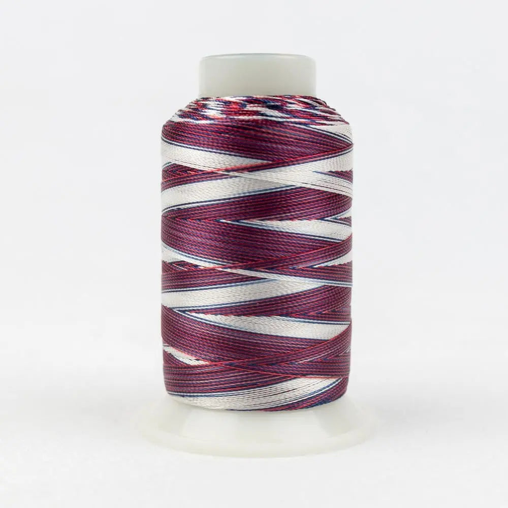 SD33 - Mirage™ 30wt Rayon Blue White Red Thread