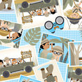 Safari Adventure - Safari Greetings - Sky Blue 44" / 45" Fabric Per Yard