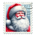 Santa Claus Postage Stamps Fabric Panel 1