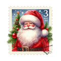 Santa Claus Postage Stamps Fabric Panel 12