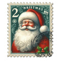 Santa Claus Postage Stamps Fabric Panel 15