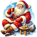 Santa Claus Scenes Fabric Panel 12