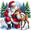 Santa Claus Scenes Fabric Panel 15