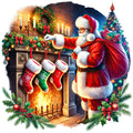Santa Claus Scenes Fabric Panel 17