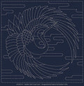 Sashiko Cloth Cane Crest Navy