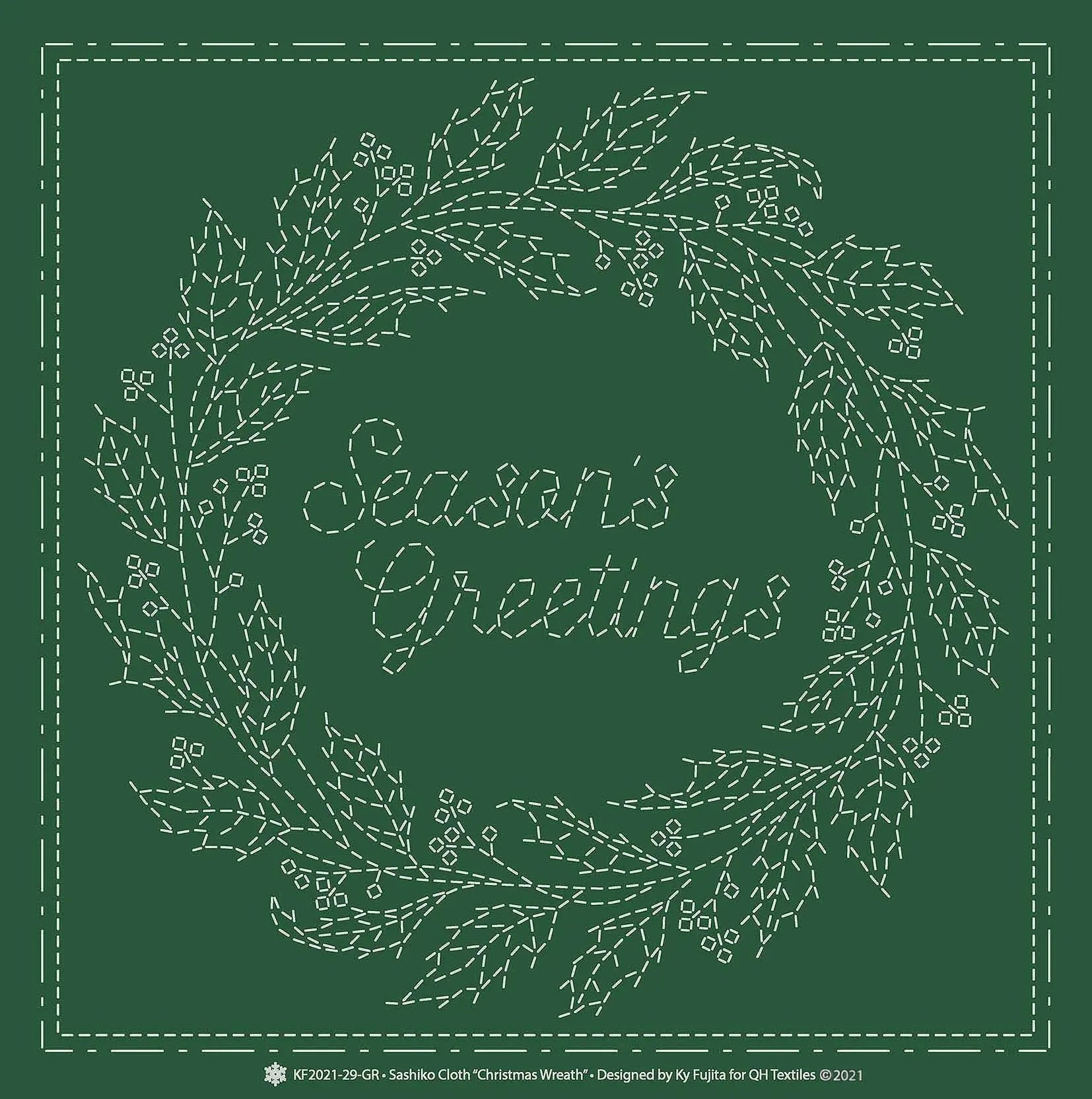 Sashiko Cloth Christmas WreathGR