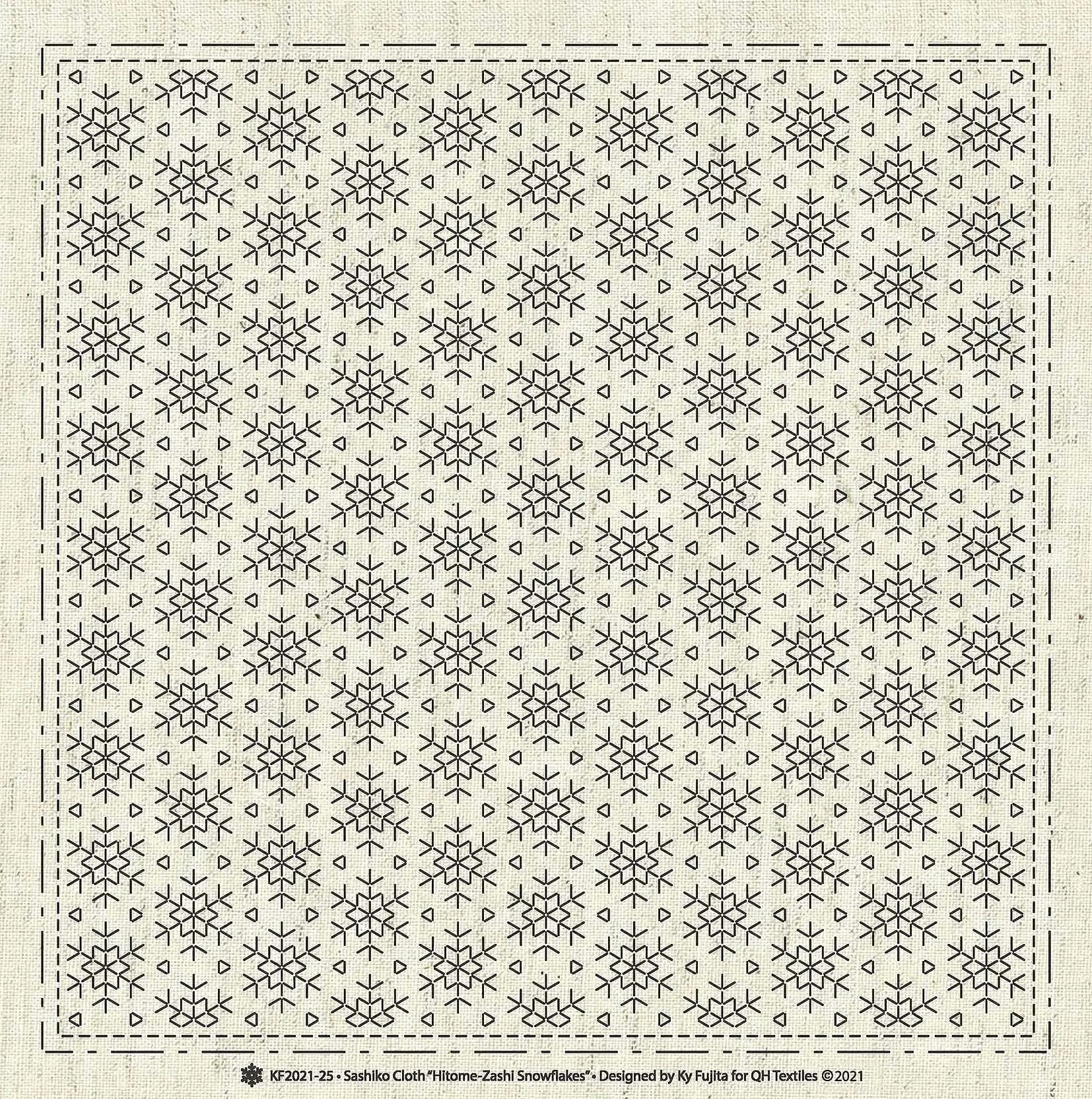 Sashiko Cloth Hitome-Zashi Snowflakes