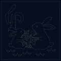 Sashiko Cloth Rabbits
