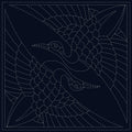 Sashiko Cloth Two Cranes