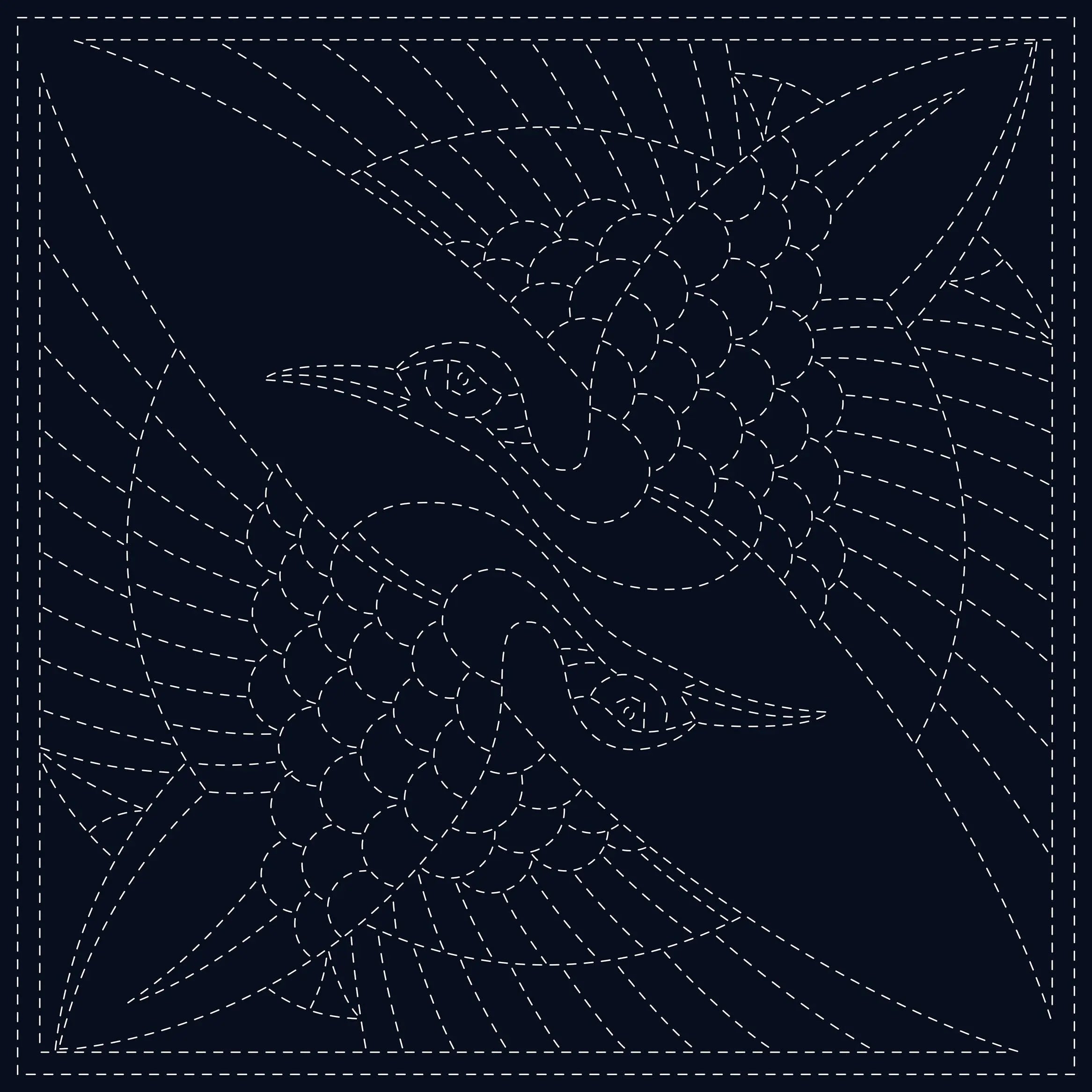 Sashiko Cloth Two Cranes