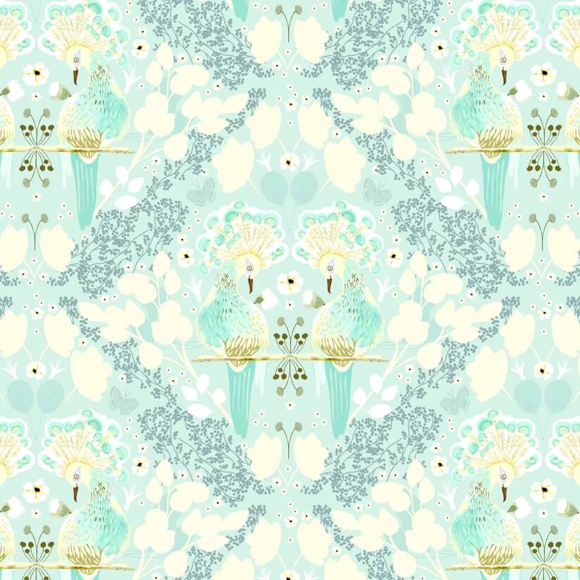 Serenity Blooms - First Kiss - Mint 44" / 45" Fabric Per Yard