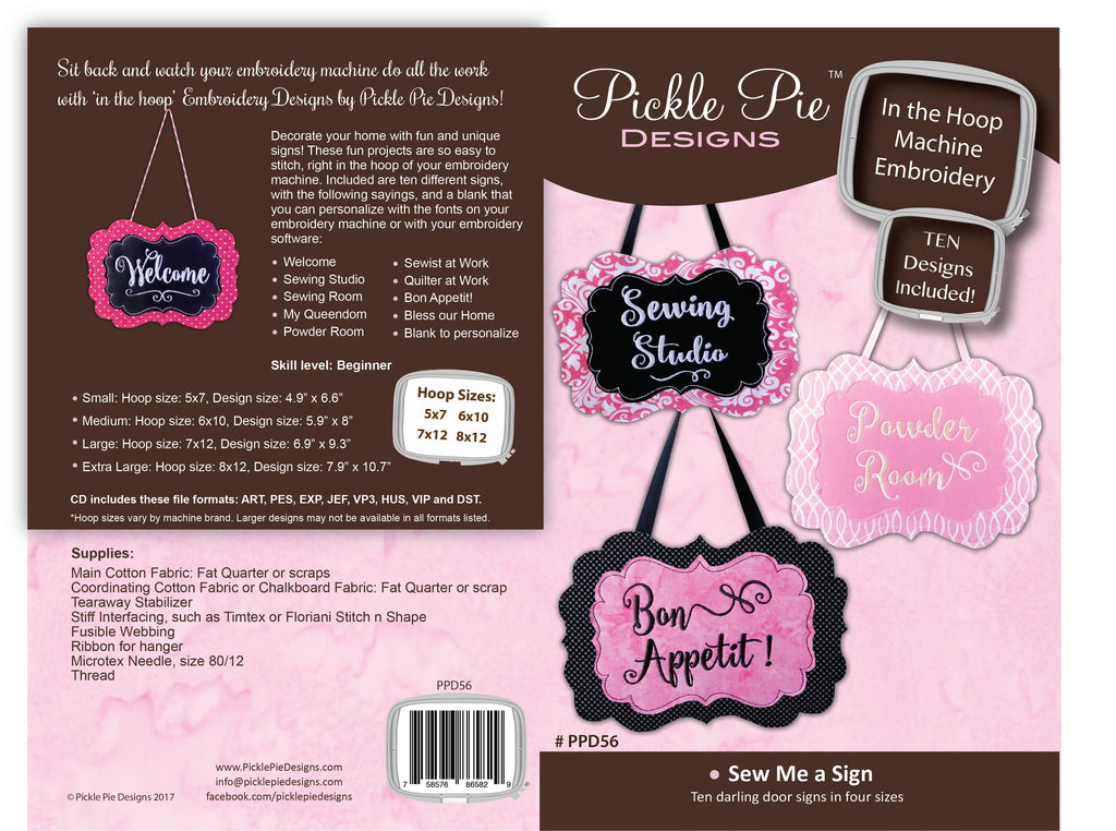 Sew Me a Sign Machine In the Hoop Embroidery Design Collection