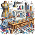 Sewing Scenes Fabric Panel 28