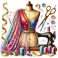 Sewing Scenes Fabric Panel 3