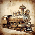 Shabby Chic Steampunk Train Fabric Panel 3