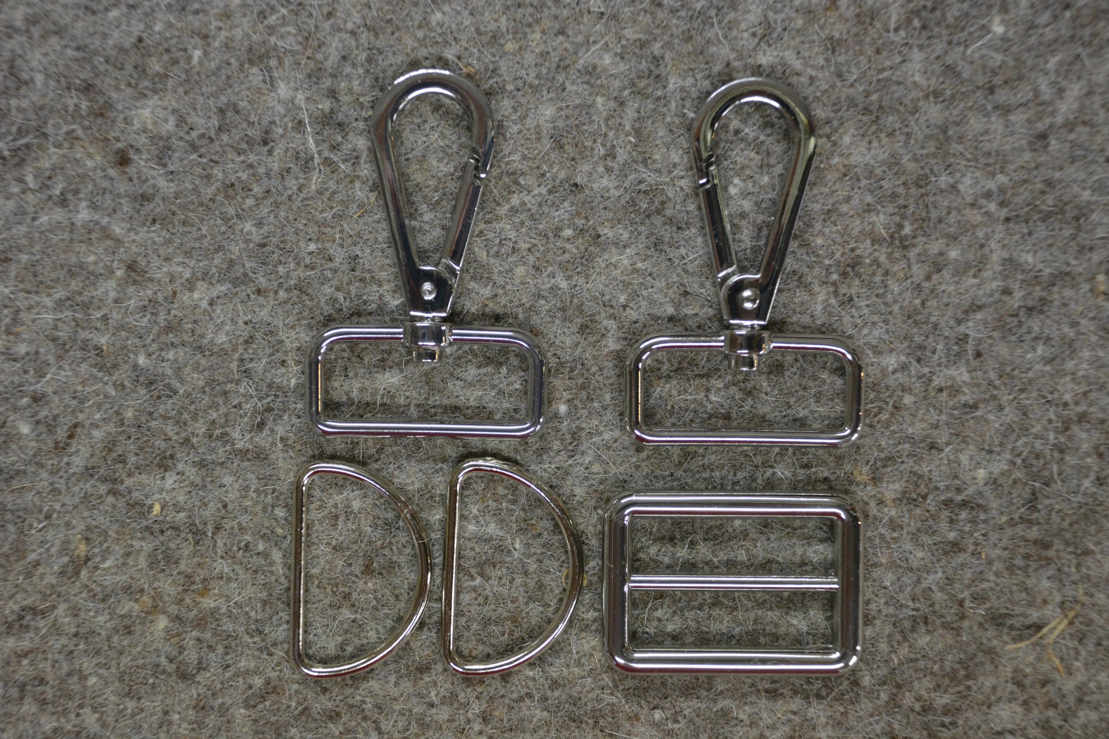 Silver 1-1/4in Wide Bag Strap Hardware 5pc