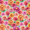 Sky Multi Zinnias Blissful Blooms Cotton 43"/44" Fabric Per Yard