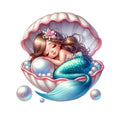 Sleeping Mermaid Fabric Panel 8