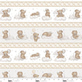 Sleepy Teddy Oatmeal/Gray Border Stripe Cotton 44"/45" Fabric Per Yard
