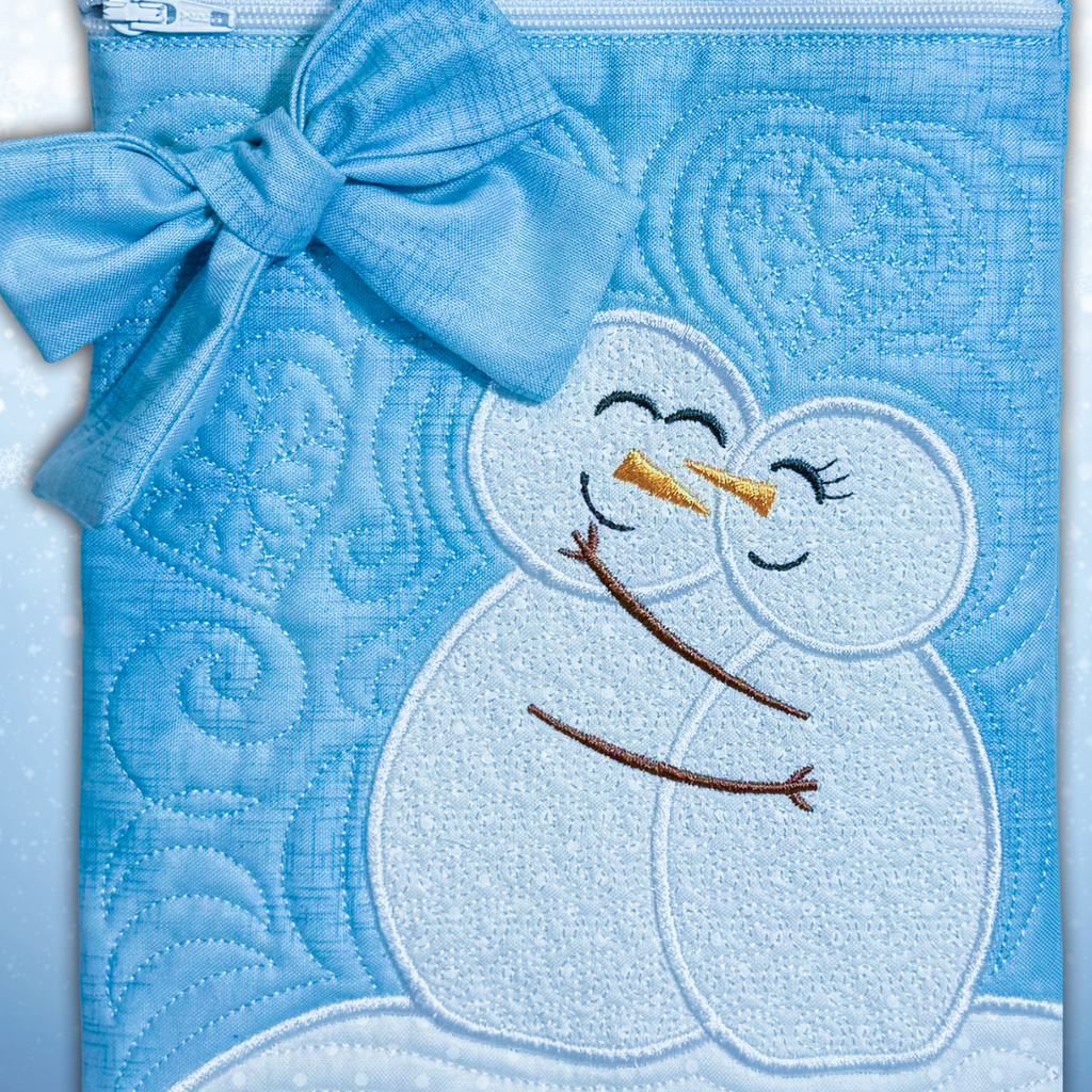Snow in Love Crossbody Bag In-the-Hoop Machine Embroidery Design Pickle Pie Designs