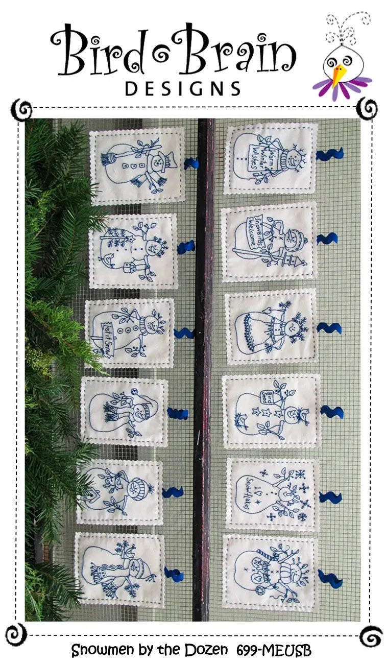 Snowmen by the Dozen Machine Embroidery USB