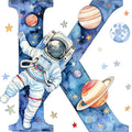 Space Alphabet Letter K Fabric Panel