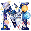 Space Alphabet Letter M Fabric Panel