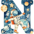 Space Alphabet Letter N Fabric Panel